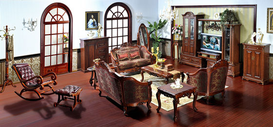 2021 Luxury classic antique solid wood living room furniture wooden fabric sofas